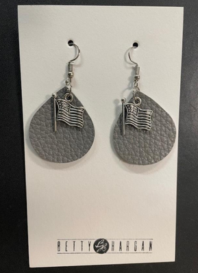 American Flag Charm Earrings - Grey